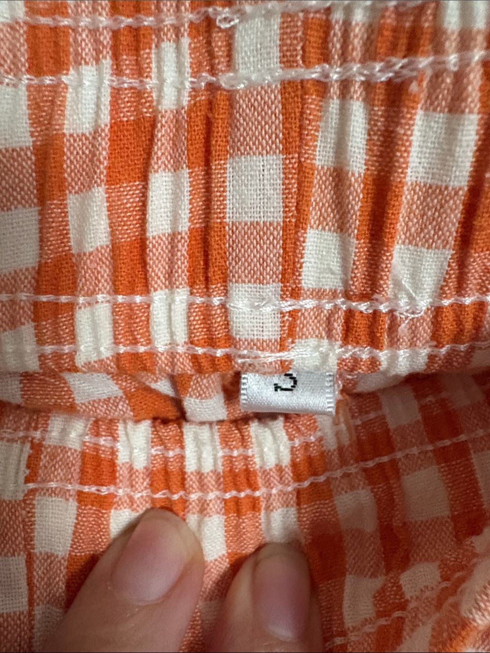 Women’s Wide Leg Orange Gingham Checkered Pull On Pants - Picture 2 of 6